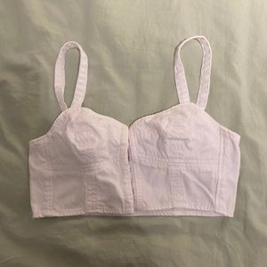 White denim bustier crop bra top urban outfitters